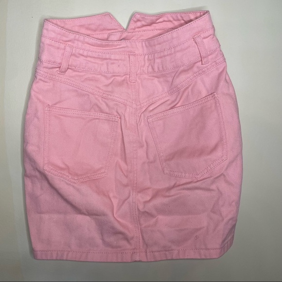 Pink Notched Denim Mini Skirt - Picture 8 of 11